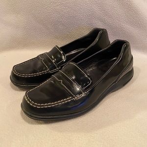 Cole Haan black patent leather penny loafers